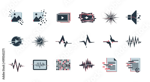 Collection of various audio waveform icons.