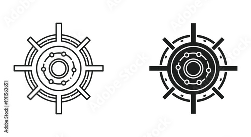 Black and white mechanical gears vector illustration isolated on white background precision engineering design