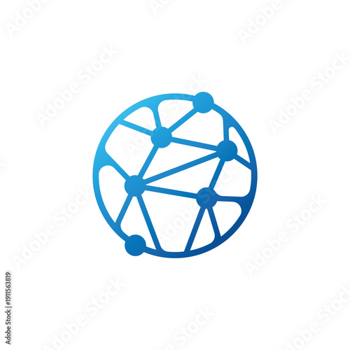Modern Abstract Global Network Logo with Digital Connection Nodes and Technology Sphere Symbol