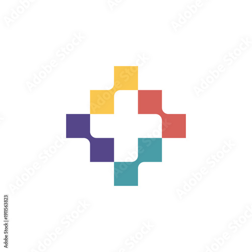 Modern Abstract Medical Cross Logo Design for Digital Health and Pharmacy Technology
