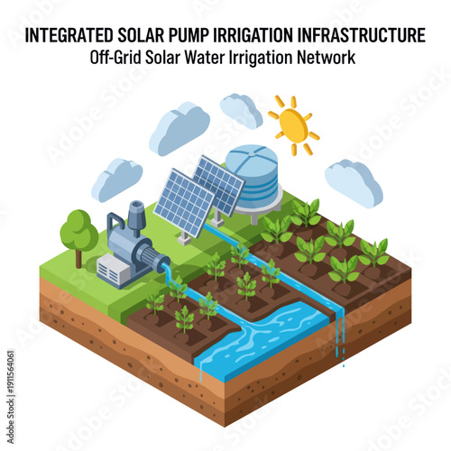 Solar Powered Irrigation System Infrastructure Diagram.