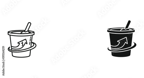 Black and white minimalist coffee cup and to go cup with steam illustration vector isolated on white background