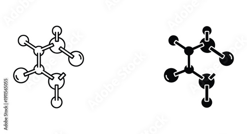 Molecular Structure Illustration in Black and White on White Background