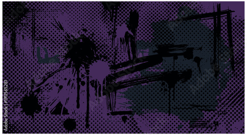 Dark Purple Grunge Texture with Halftone and Scratches