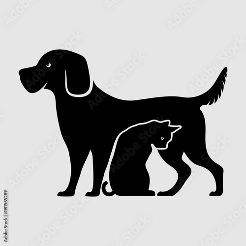 Dog and Cat Silhouette Logo. Vector illustration