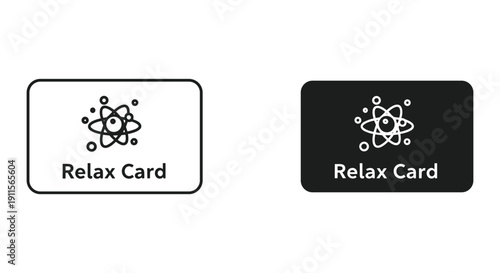Relax card with atomic design icon isolated on white background for wellness and mindfulness concept