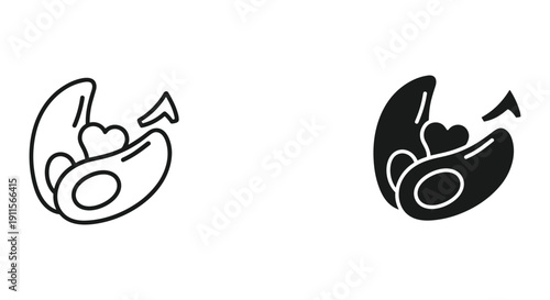 Hand drawn pregnant woman belly growth stages illustration minimalist black white line art maternity symbol