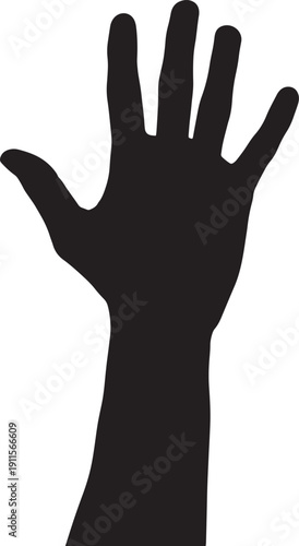 Hand with palm facing forward and fingers spread apart in air  human gesture