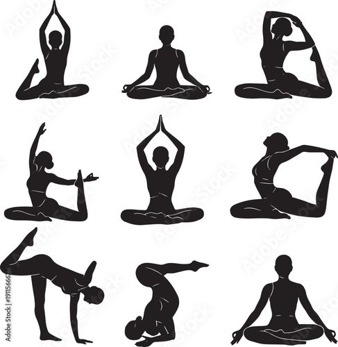 Yoga poses for flexibility and balance  various people exercising  healthy lifestyle