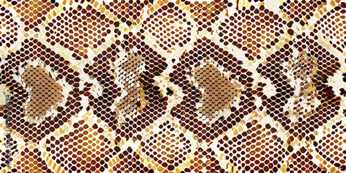 Detailed close up of a snakeskin pattern with brown and beige tones