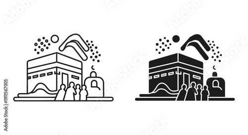 Industrial factory pollution concept with smoke emissions and workers in hazmat suits vector illustration