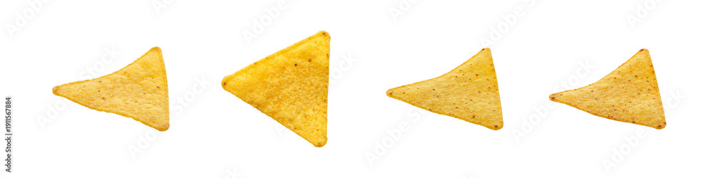 Fototapeta premium Four tortilla chips cutout transparent png set