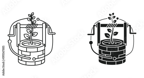Greenhouse Plant Growth in Watering Can Illustration, Nurturing Sprout
