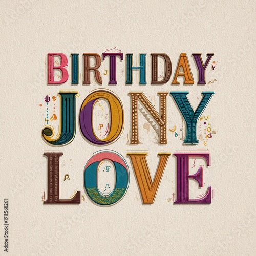 Birthday celebration for Jony with colorful letters and festive design at a creative event