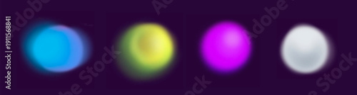 Set of colorful gradient circle and shapes. Blob elements set. Gradient round blur, pink, green, purpuren violet shapes. Abstract blob watercolor effect. 