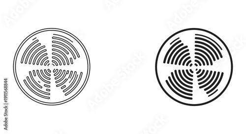 Fingerprint security icon and biometric authentication symbol isolated on white background vector illustration