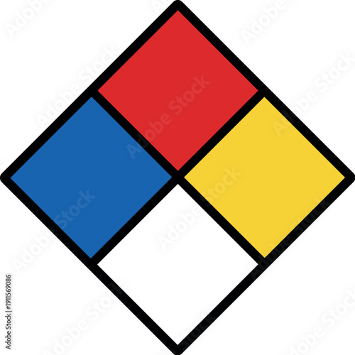 NFPA 704 Hazard Diamond Chemical Safety Warning Sign, Vector Silhouette Black and White Cricut Design