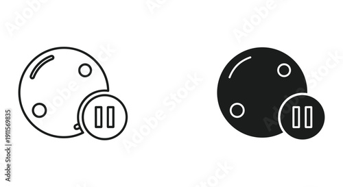 Simple Yin Yang Symbol with Battery Icon, Balance Concept, Minimalist Design, Black and White