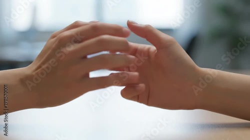 Wallpaper Mural Compassionate Support with Two People Clasping Hands on a Wooden Table for Empathy Care and Mental Health Awareness Torontodigital.ca