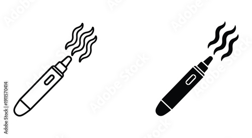 Vaping Devices with Vapor Illustration in Black and White on White Background