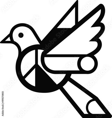 peace dove symbol, bird with peace sign