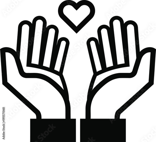 hands with heart symbol, showing care and love
