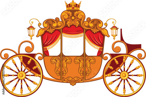 Vintage royal wedding carriage coach, Vector file. 
wedding invitations, princess themes, storybook illustrations, vintage transport designs and celebration graphics.