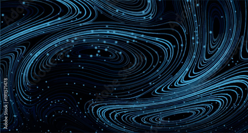 Neon Blue Data Flow Texture - Abstract Cyber Lines and Particles on Black Background