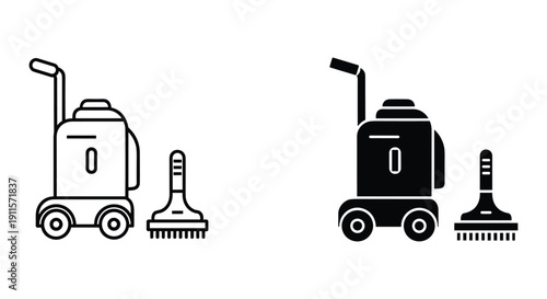 Industrial vacuum cleaners and floor polisher machines vector illustration isolated on white background for cleaning services