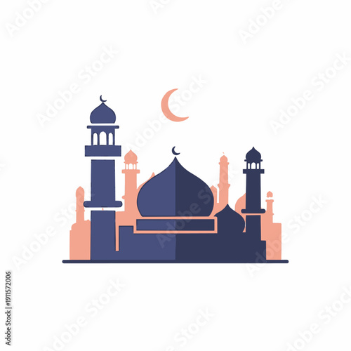Mosque illustration with crescent moon above, 8.svg referenced graphic design