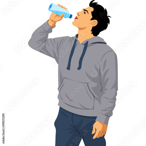 people drinking water Illustration