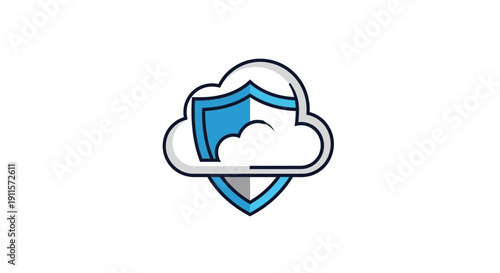 Cloud Security Shield Protection Icon Graphic.