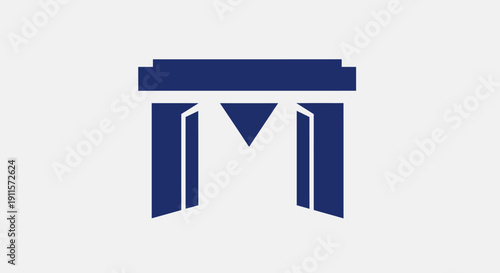 Blue Letter M Modern Geometric Logo Design.