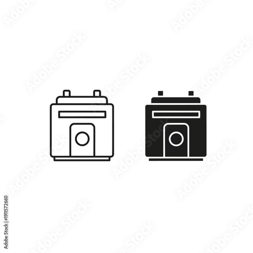 A black and white icon of two camera's side by side Vector
