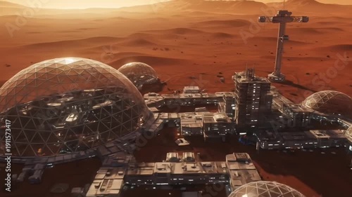 Martian Geodesic Colony - 4K Futuristic Sci-Fi Settlement for Game Worlds & Concept Art  
