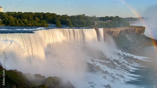 Majestic Rainbow Waterfall - 4K Natural Wonder for Relaxation Media & Travel Promotion

