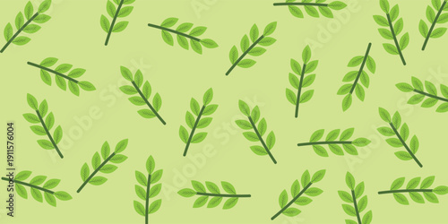Vibrant Green Leaf Pattern on Light Background.