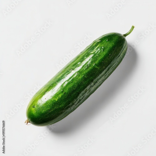 Cucumber sits on a clean white surface under natural light showcasing its smooth skin and fresh appearance