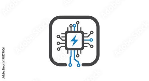Electric circuit microchip technology symbol illustration.