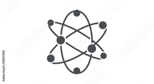Simple atom model illustration on white background.
