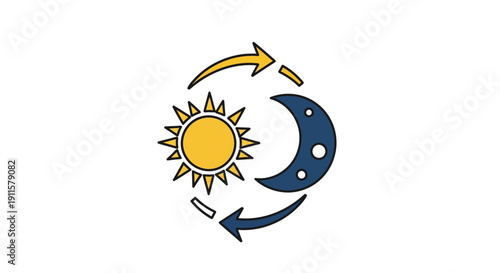Simple illustration of sun and moon cycle.