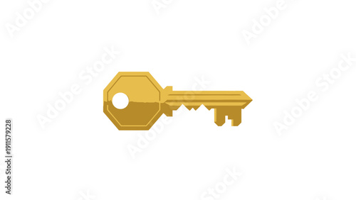 Golden key with teeth and hole.