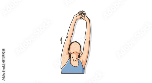 Woman stretching her arms up high.