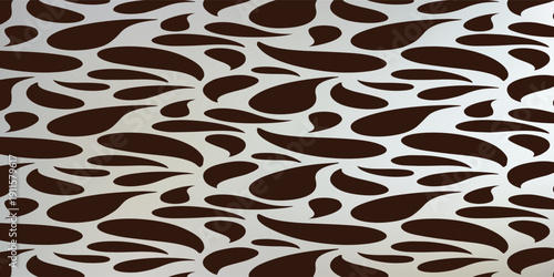 Abstract brown teardrop shapes on a light background creating a dynamic and flowing pattern.