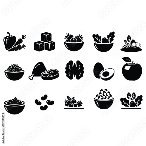 healthy food icons set