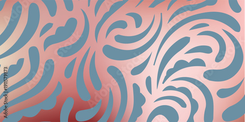 Abstract Swirls and Curves Pattern in Blue and Pink Hues.