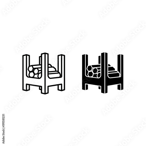 A black and white drawing of two wooden pallets side by side Vector