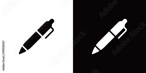 高級感のある万年筆とビジネス用ボールペンのアイコン(ベクター)