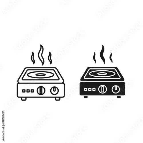 Two electric stovetops with heat Vector