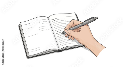 Hand writing in a book.